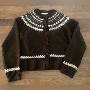 Sincerely Jules Women's Brown Button Down Patterned Sweater Size Médium